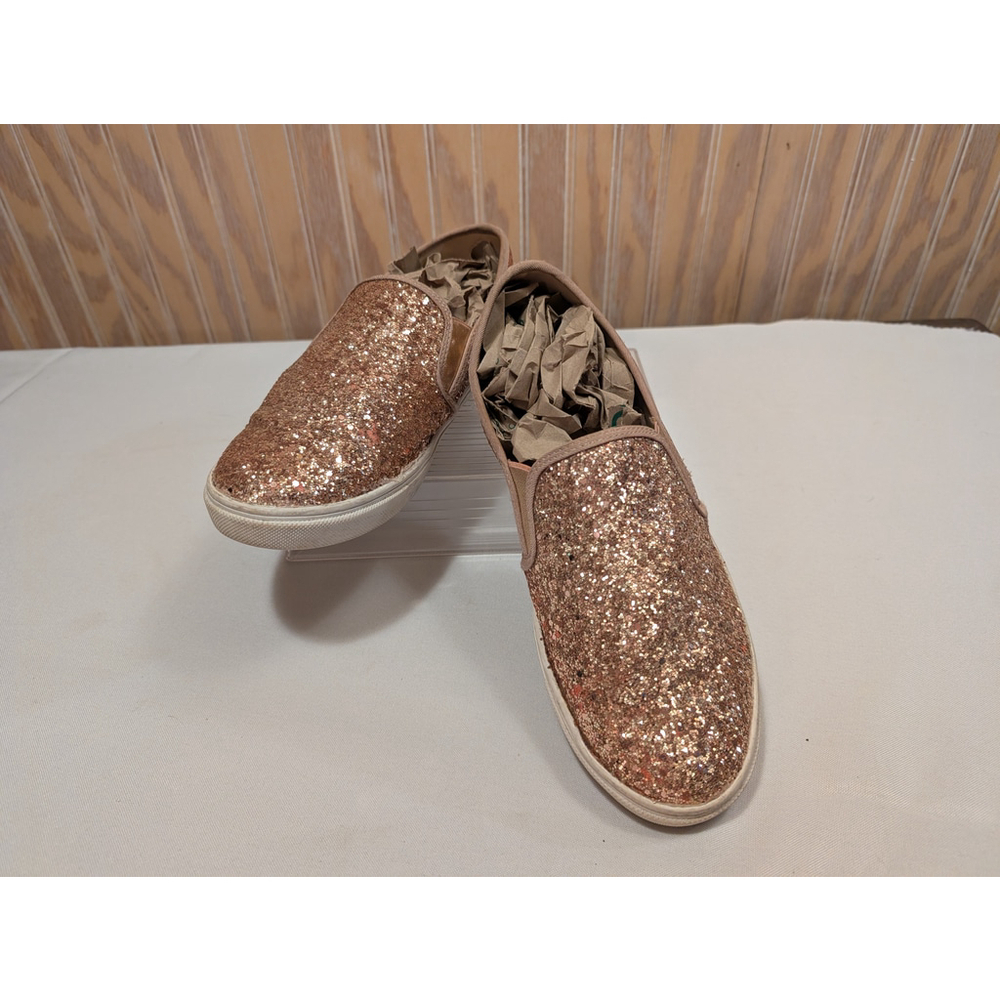 Feversole Women's Rose Gold Glitter Slip-On Sneakers Size 9